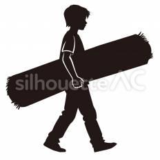 カーペットを運ぶ カーペット,運ぶ,敷物のシルエット素材