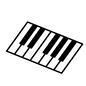 鍵盤 鍵盤,練習,紙,くるくるピアノ,持ち歩きピアノ,練習用,MIDIピアノ,楽器,鍵盤楽器,1オクターブのシルエット素材