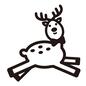 トナカイ トナカイ キャラ,トナカイ,動物,横向き,ジャンプ,角,蝶ネクタイ,跳ぶ,はねる,キャラクターのシルエット素材