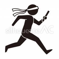 徒競走で走る人 人,バトン,走るのシルエット素材