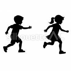 追いかけっこ 追いかけっこ,走る,追いかけるのシルエット素材