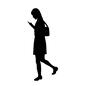 スマホを操作する女性 スマホを操作する女性 人物,女性,女,女の人,女の子,女子,歩きスマホ,ワンピース,スカート,バッグのシルエット素材