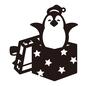 ペンギン キャラ,ペンギン,ボックス,出てくる,星模様,サンタ帽,箱,バンザイ,キャラクター,クリスマスのシルエット素材