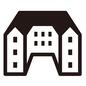 建物 建物 アパート,アパートメント,シンメトリー,外国,コの字型,三角屋根,洋風,外国,窓,外観のシルエット素材