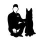 警察犬と警官 警察犬と警官 警察犬,イヌ,犬,動物,捜査,人物,人,しゃがむ,警察官,policeのシルエット素材