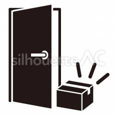 配送　置き配 ドア,箱,置くのシルエット素材