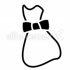 プレゼント袋　白抜き プレゼント袋,リボン,袋のシルエット素材