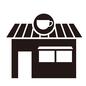 コーヒーショップ コーヒーショップ,建物,外観,店,コーヒーカップ,看板,丸看板,正面,喫茶店,窓のシルエット素材