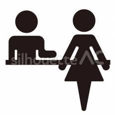 案内所 男女,机,対面のシルエット素材