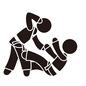 武道 武道 スポーツ,武道,2人,攻撃,防護,胴着,帯,2人,試合,全身のシルエット素材