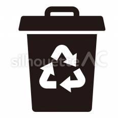 リサイクルゴミ ごみ箱,矢印,循環のシルエット素材