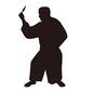 武術 武術 武術,全身,横向き,構え,ポーズ,手裏剣,1本,持つ,忍者,忍術のシルエット素材