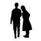 友達 友達 男女,カップル,全身,立つ,2人,のぞき込む,仲良し,仲間,友人,友達のシルエット素材