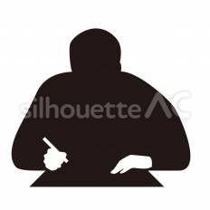 入試 机,紙,手のシルエット素材