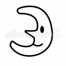 月　白抜き 月,三日月,夜空のシルエット素材