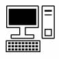 デスクトップPC　白抜き デスクトップ,pc,パソコン,モニター,キーボード,端末,白抜き,作業,入力,機械のシルエット素材