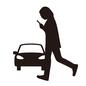 歩きスマホ 歩きスマホ 歩きスマホ,歩く,人物,女性,スマホ,携帯,横向き,危ない,危険行為,迷惑行為のシルエット素材