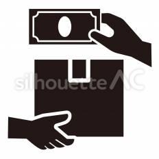 配送　代引き 代引き,紙幣,箱のシルエット素材