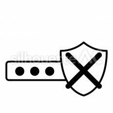 セキュリティ障害 バー,盾,拒否のシルエット素材