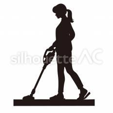 ハンディ掃除機をかける 掃除機,床,室内のシルエット素材