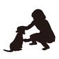 犬 犬 犬,いぬ,イヌ,人,人物,女性,座る,しゃがむ,なでる,飼い主のシルエット素材