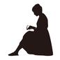 座って読書をする女性 座って読書をする女性 読書,本,教科書,女性,人物,全身,横向き,横顔,座る,めくるのシルエット素材