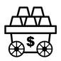 ウェスタン ウェスタン ドル,$,ドルマーク,お金,荷車,側面,運ぶ,運搬,積む,西部劇のシルエット素材