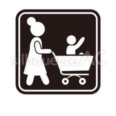 買い物 スーパーマーケット,ピクトグラム,親子のシルエット素材