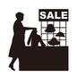 急ぐ人 セール,売り出し,安売り,女性,洋服,帽子,ラック,ディスプレイ,中年女性,横向きのシルエット素材