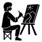 絵を描く男性 男性,絵,描く,スケッチ,アート,趣味,画家,キャンバス,椅子,座るのシルエット素材
