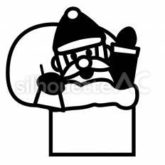 サンタクロース　煙突 サンタ,帽子,ひげのシルエット素材