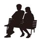 カップル カップル カップル,男性,女性,親子,お父さん,娘,2人,並ぶ,ベンチ,休憩のシルエット素材