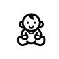 お座りをする赤ちゃん お座りをする赤ちゃん お座り,座る,人物,全身,正面,赤ちゃん,ベビー,乳児,子ども,育児のシルエット素材