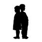 子供 子供 子供,幼児,男の子,女の子,背中合わせ,くっつく,背比べ,全身,横向き,横顔のシルエット素材
