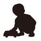 おもちゃ おもちゃ おもちゃ,玩具,車,幼児,男の子,しゃがむ,車のおもちゃ,正面,すわる,人物のシルエット素材