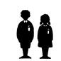 入学式 入学式 イベント,入学式,新入生,春,4月,小学生,小学校,男の子,女の子,並ぶのシルエット素材