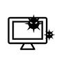 コンピューター犯罪 コンピューター犯罪,ウィルス,パソコン,PC,デスクトップパソコン,家電,ウィルス感染,ネット犯罪,モニター,ウィルスのシルエット素材