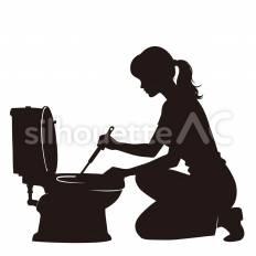 トイレ掃除をする女性 トイレ,掃除,便器のシルエット素材