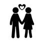 ラブラブな2人 ラブラブな2人 手を繋ぐ,ハートマーク,結婚生活,ラブラブ,人物,人,カップル,夫婦,男女,男性のシルエット素材