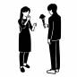 母に花束を渡す男の子 母に花束を渡す男の子 男女,カーネーション,花,植物,渡す,プレゼント,花束,感激,エプロン,母の日のシルエット素材