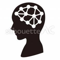 先端技術　機械学習 機械学習,頭,ネットワークのシルエット素材