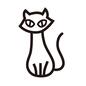 猫 猫 猫,ねこ,ネコ,座る,正面,ハロウィン,コミカル,線画,手書きのシルエット素材