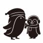 マフラーを巻くペンギン ペンギン,親子,ニット帽子,マフラー,雪遊び,動物,かわいい,擬人化,防寒,アウトドアのシルエット素材