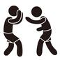 格闘技 格闘技 スポーツ,トレーニング,男性,2人,向かい合う,試合,練習,攻撃,防御,人物のシルエット素材