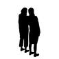 カップル 2人,並ぶ,くっつく,後姿,全身,女性,スカート,パンツ,同性カップル,同性のシルエット素材