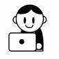 PC作業をする男性 pc,スーツ,会社員,社会人,ノートパソコン,上半身,座る,仕事,作業,人物のシルエット素材