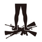 武器を踏む足元 武器を踏む足元 武器,銃,戦争反対,踏み潰す,争い,戦争,戦い,足元,足,踏むのシルエット素材