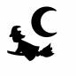 魔女と月 魔女,月,三日月,夜空,飛ぶ,ほうき,1人,装飾,ファンタジー,人物のシルエット素材