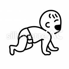 ハイハイ　笑顔 笑顔,ハイハイ,赤ちゃんのシルエット素材