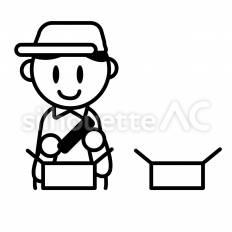 工場作業員男性 作業員,帽子,制服のシルエット素材